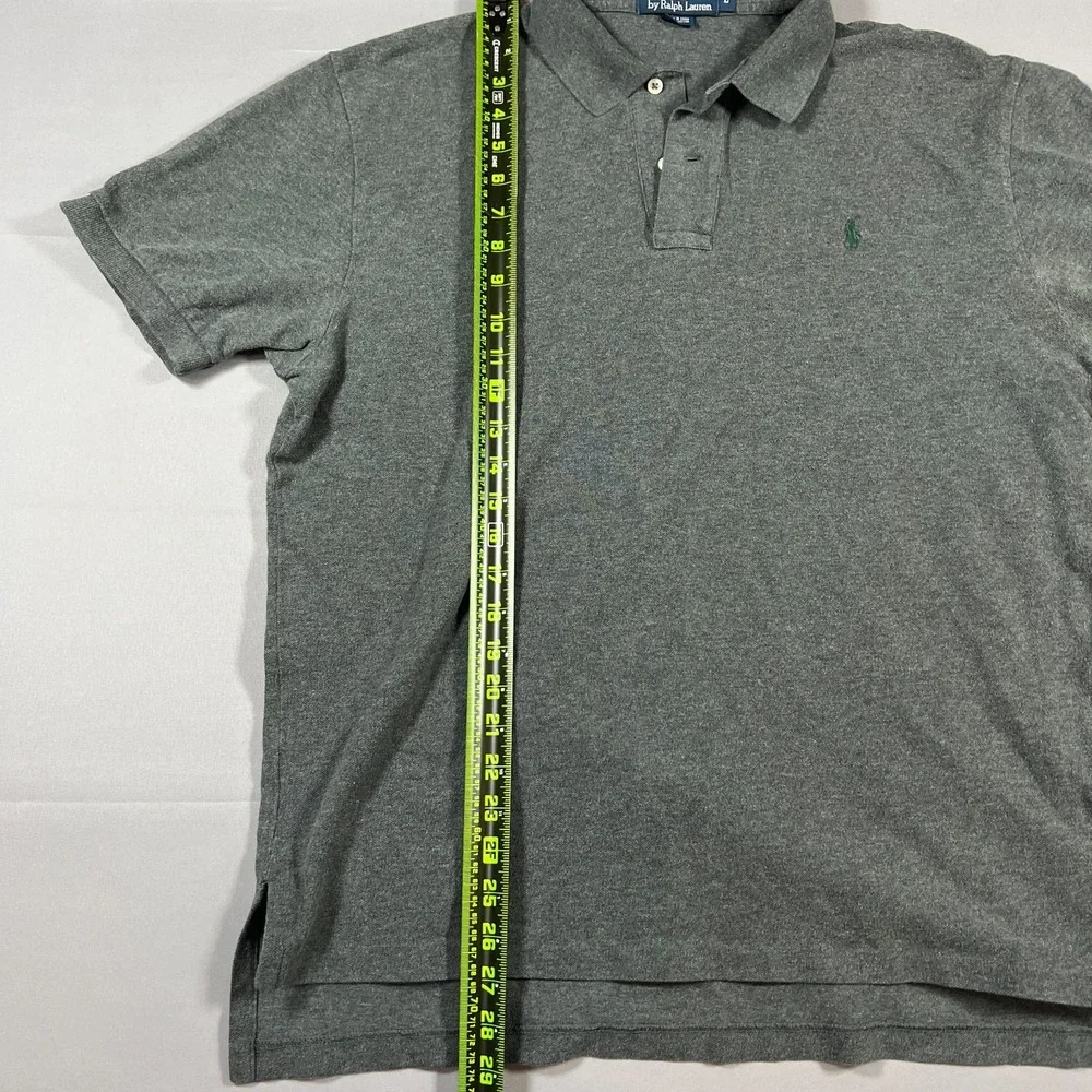 Polo Ralph Lauren Polo Shirt Mens Large Charcoal Gray Cotton Logo Embroidered